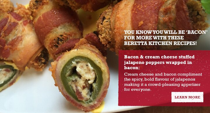 Bacon cream cheese stuffed jalapeno poppers wrapped in bacon