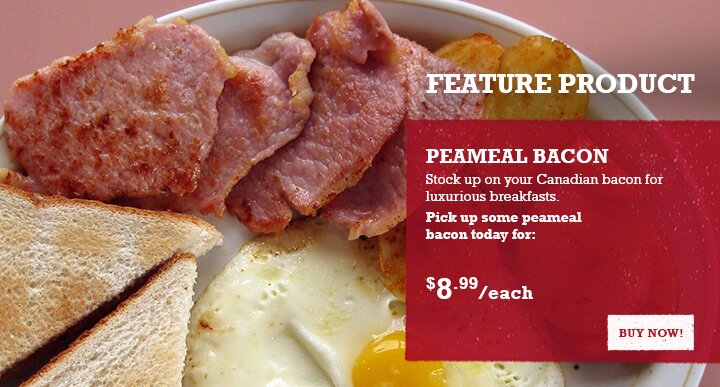 Peameal bacon sliced